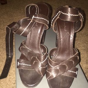 7 for all mankind brown leather heels. Size 6.